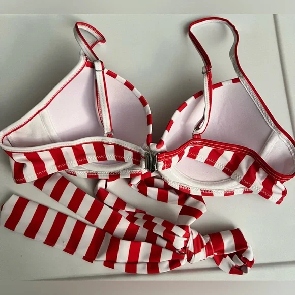 3pc American Flag Star Stripes Push Up Bikini Set with Sarong - Picture 5 of 14